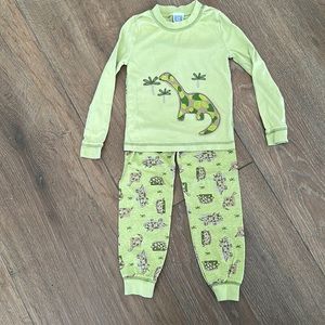 Little me boys pajamas. Dinosaur print. Size 4. Color green /brown.